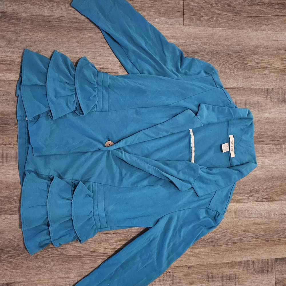 Nick & Mo Blue Ruffled Blazer